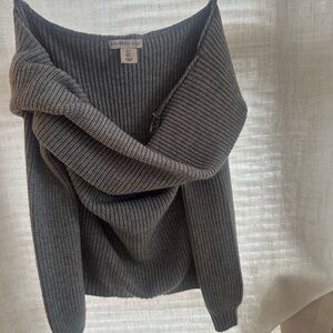 Sincerely Jules Gray Cowl Neck Sweater with Ribbed Texture